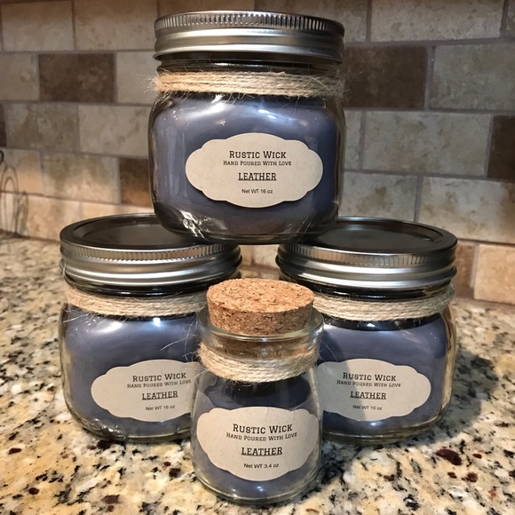 One (1) Leather Scented Candle - Picture 1 of 2